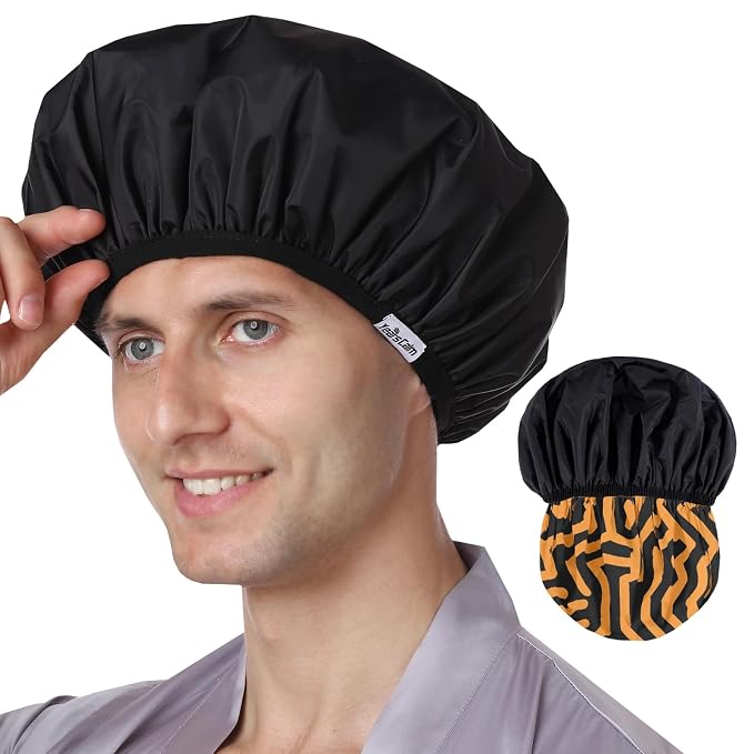 Years calm Men Shower Cap Reusable Waterproof, Dual-Layer Design, Double-Sided by Yearscalm
