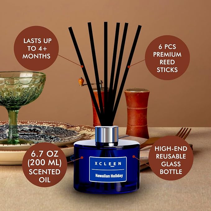 Xcleen Reed Diffuser Set, 6.7 Oz Hawaiian Holiday Scented Reed Diffuser - Image 3