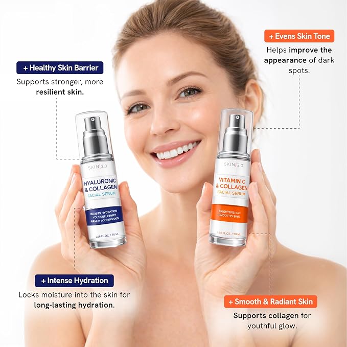 Skin 2.0 Hyaluronic & Collagen + Vitamin C Face Serum – Dermatologist Tested - Image 4