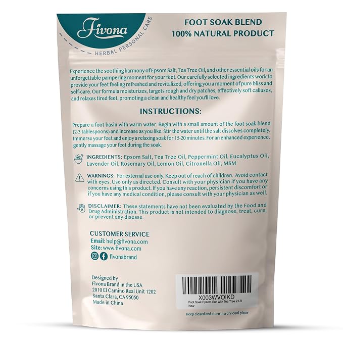 Foot Soak Epsom Salt with Tea Tree Oil 2 LB - Image 9