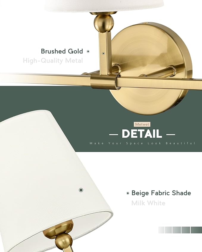 Bathroom Light Fixtures, Brushed Gold Vanity Lights - Image 4