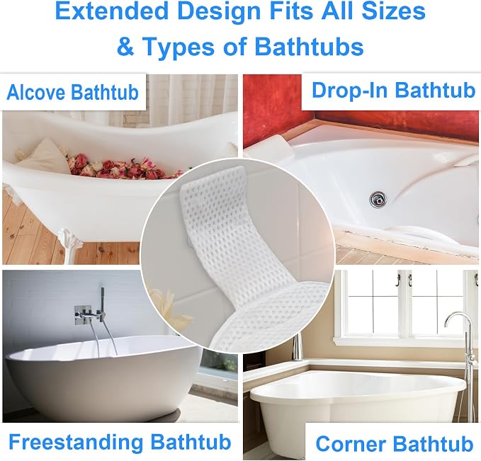 Luxury Oversized Bath Tub Pillow Fits All Bathtubs, Secure Support - Image 5