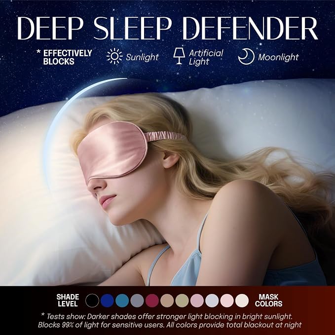 OLESILK 100% Natural Mulberry Silk Sleep Eye Mask Block Out Light, Fashion - Image 4