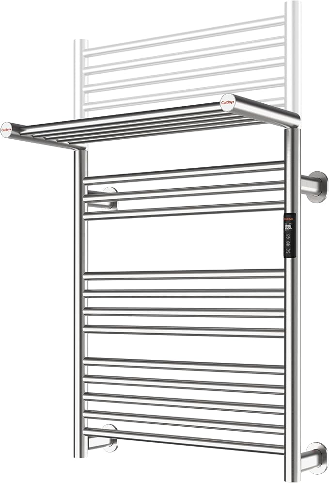 High-Density Foldable Heated Towel Rack, Smart Dual-Zone App/Voice Control by Caldayx