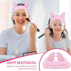 Jowmoy Cute Pink antlers Headband Frog Eye Elastic to Wash Face - Image 6