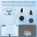 Hibbent Dual Filter All Metal 10"Rainfall Showerhead Combo, High Pressure - Image 3