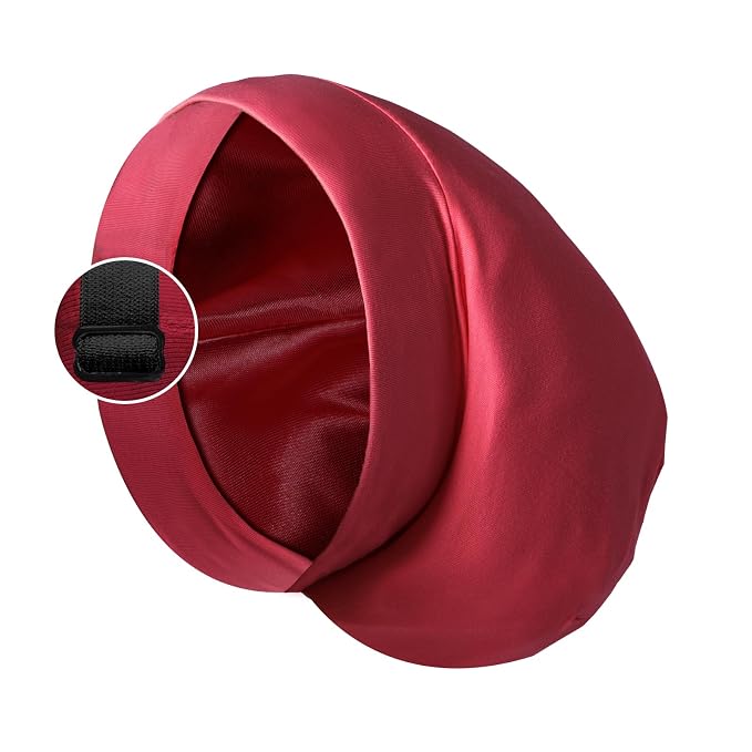 Satin Bonnet Silk Lined Sleep Cap- Adjustable Hair Cover by Blueelf