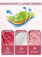 Years calm Terry Lined Shower Cap, Triple Layer Heart Motifs, Waterproof - Image 3