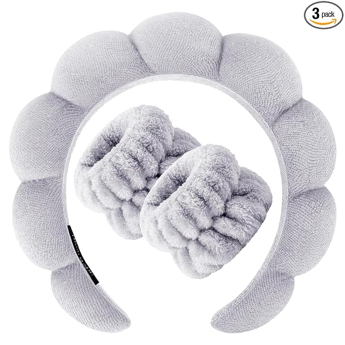 Zkptops Spa Headband for Washing Face Wristband Set Sponge Makeup Skincare by ZKPTOPS