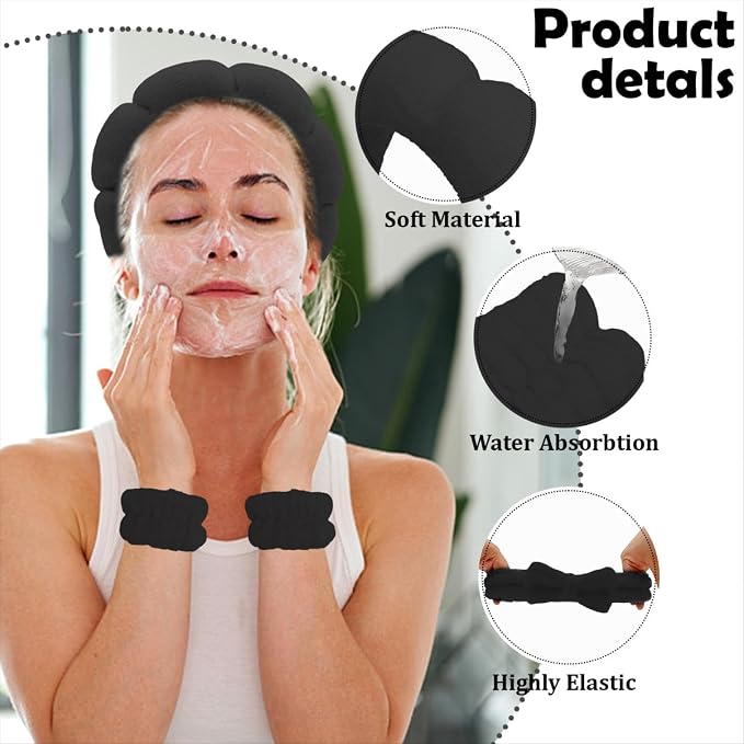 Black Spa Headband and Wristband Set - Image 4