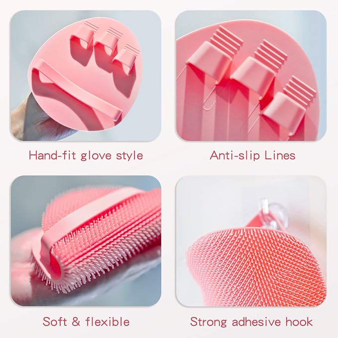 Manmihealth Silicone Back Scrubber & Soft Bath Glove Set, Super-Exfoliating - Image 5