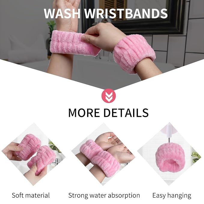 WSYUB Pink Spa Headband and Wristband Set - Image 6