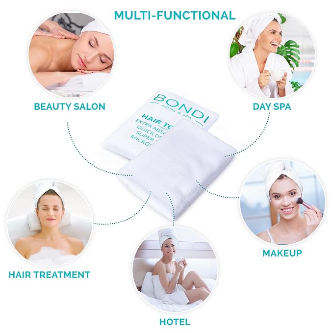 Bondi SPA Microfiber Hair Towel – Dries Hair 50% Faster – Anti-Frizz Towel - Image 4
