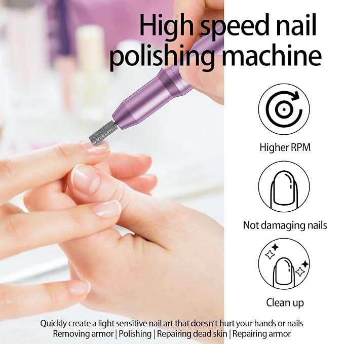 Nail Drill Kit Electric Rechargeable Set Cordless Nail Art Grinding Machine - Image 7