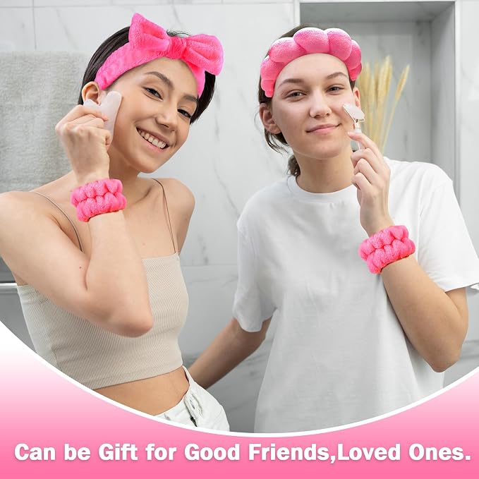 Zkptops 6Pcs Spa Headband for Washing Face Wristbands Set Women Bubble Makeup - Image 2