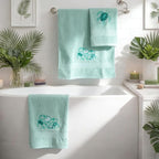 3 Pcs Rustic Sea Turtle Bathroom Towel Set Farmhouse Embroidered Sea Turtle - Image 6