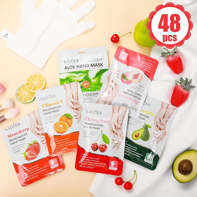 48 Pcs Fruits Beauty Hand Mask Bulk Hydrating Hand Moisturizing Gloves Mask - Image 2