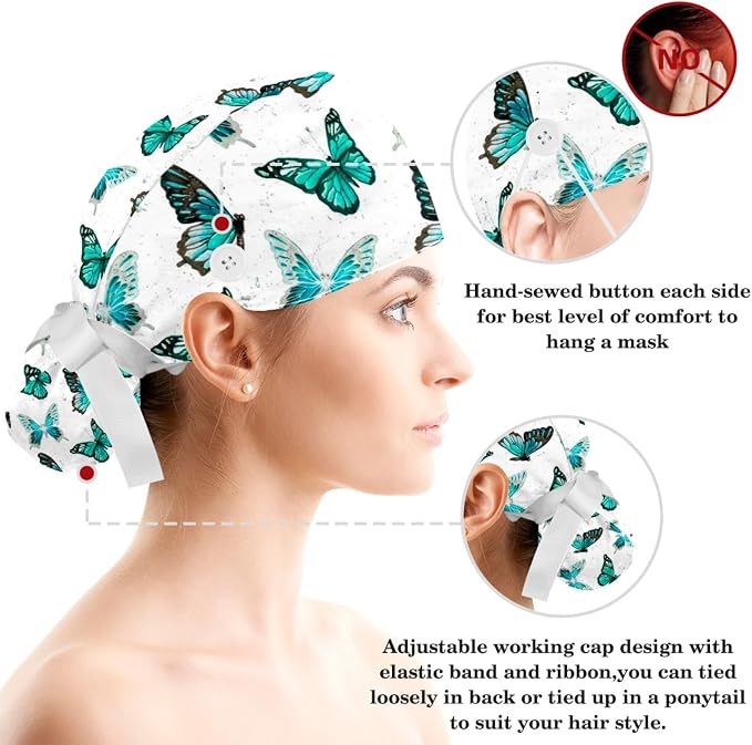 Women's Working Caps with Scrunchies Tarot Pattern Background Lace-Up Hat - Image 3