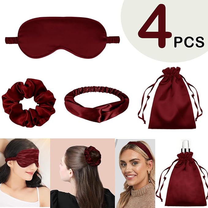 4Pcs Silk Sleep Masks Satin Eye Mask Silky Eyes Cover Blindfold Eyeshade - Image 2