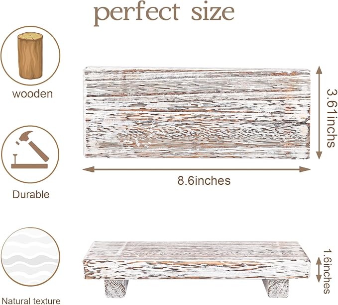 zoocatia Small Wood Tray Pedestal Stand Farmhouse Bathroom Decor Decorative - Image 3