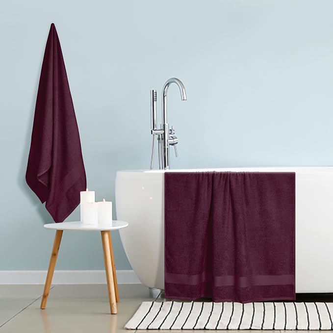 GLAMBURG Premium Cotton Oversized 2 Pack Bath Sheet 35x70-100% Pure Cotton - Image 4