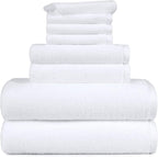 Amazon Basics 100% Cotton Soft Quick-Dry 8-Piece Towel Set, Bath Towels - Image 6