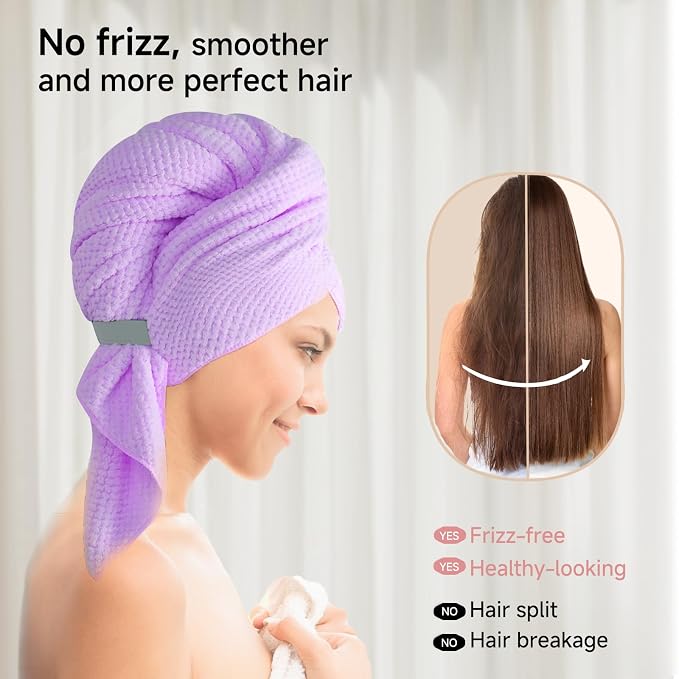 Microfiber Hair Towel Wrap for Women, Quick-Dry Turban, Ultra Absorbent & - Image 5