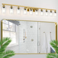 Gold Bathroom Vanity Light, 10-Light Brushed Gold Bathroom Light Fixtures by DIKAIDALights
