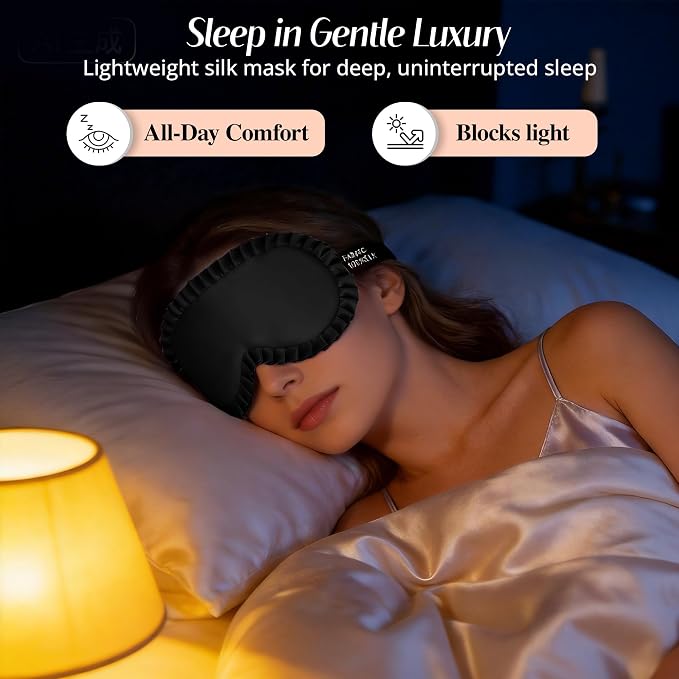 Silk Sleep Mask for Women: 100% Mulberry Silk Eye Mask, Soft Wavy Edge Eye - Image 6