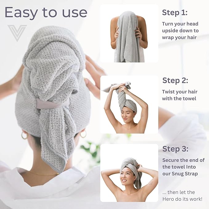 VOLO Hero Capri Blue Hair Towel | Ultra Soft, Super Absorbent, Quick Drying - Image 4