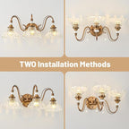Vintage Bathroom Vanity Light, 3-Light Matte Antique Brass Finish Wall Sconce - Image 3