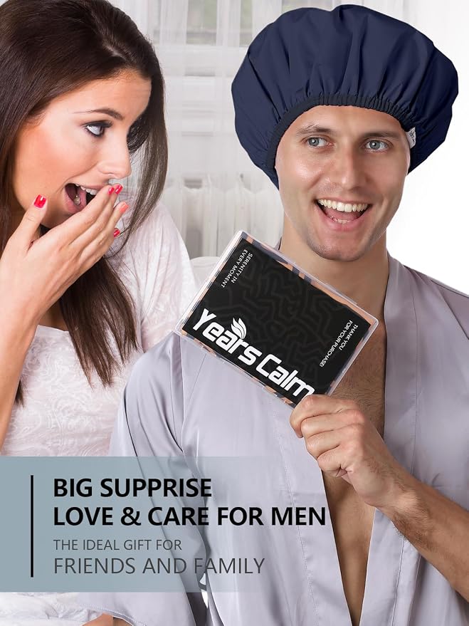 Years calm Men Shower Cap Reusable Waterproof, Dual-Layer Design, Double-Sided - Image 9