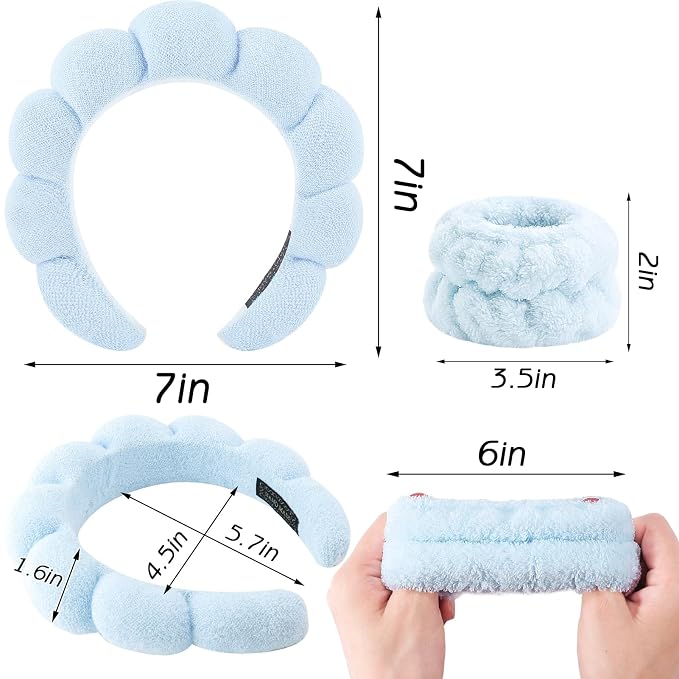 Zkptops Spa Headband for Washing Face Wristband Set Sponge Makeup Skin Care - Image 6