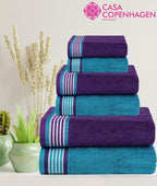 CASA COPENHAGEN He & She 6 Pieces Towel Set- Violet Indigo + Blue Green - Image 4