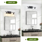 3-Light Bathroom Light Fixtures Matte Black Vanity Light Over Mirror Modern - Image 5
