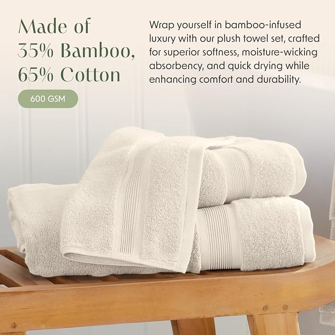 Springtree Home Luxury Viscose from Bamboo Bath Towel Set of 4 | 35% Viscose - Image 3