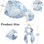 Women Working Cap with Buttons Bouffant Hat Autumn Leaves Nurse Scrub Caps Long - Image 2