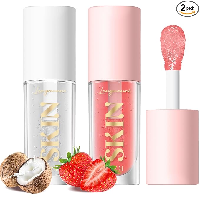 LANGMANNI Lip Oil, No-Sticky Gloss Lip Balm Lip Care, Fruit Flavoured Lip Oil by LANGMANNI