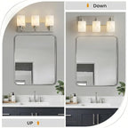 3-Light Bathroom Light Fixture, Brushed Nickel Modern Vanity Light - Image 3