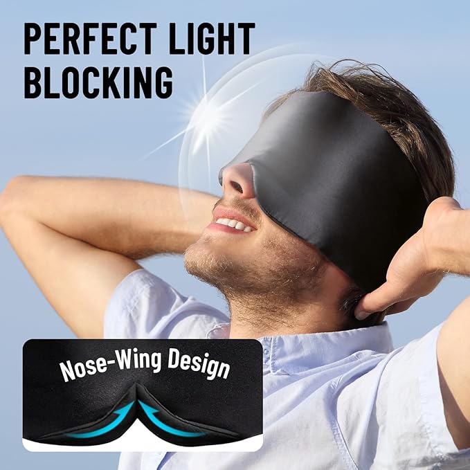 100% Mulberry Silk Sleep Mask, Large Eye Cover - Image 4