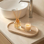 Beige Travertine Vanity Tray | Natural Stone Bathroom Organizer | Perfume & - Image 3