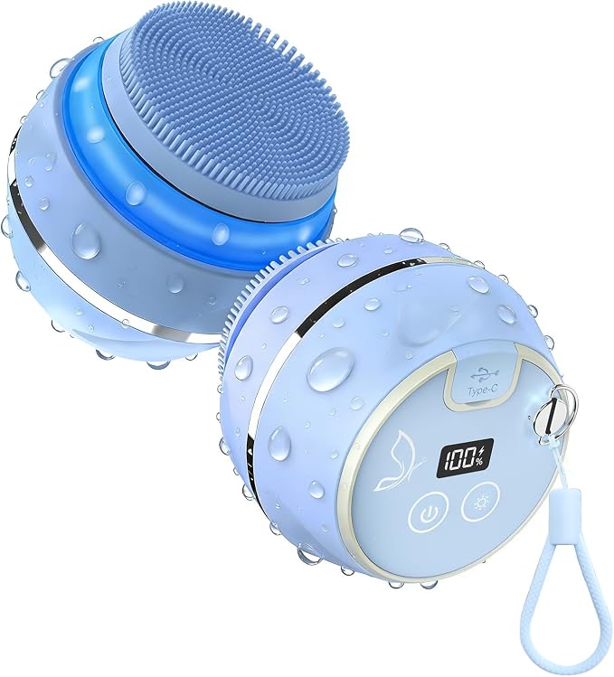 Face Scrubber, Waterproof Silicone Facial Cleansing Brush 6 Modes, 3 Light by Peledic