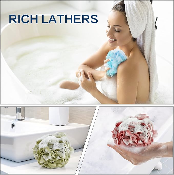 Yoget Bath Loofah Sponge, 4 Color 60G Loofah Exfoliating Body Scrubber - Image 4