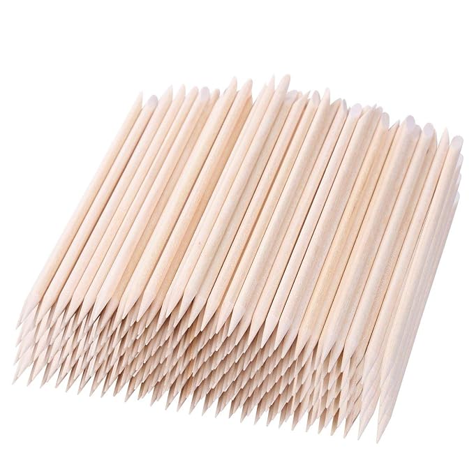 BTYMS 600 Pcs Orange Wood Stick Cuticle Pusher 4.5 Inch Double Sided Wooden by BTYMS