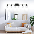 6-Light Bathroom Light Fixtures, Matte Black Light Fixture, Classic Wall Light - Image 9