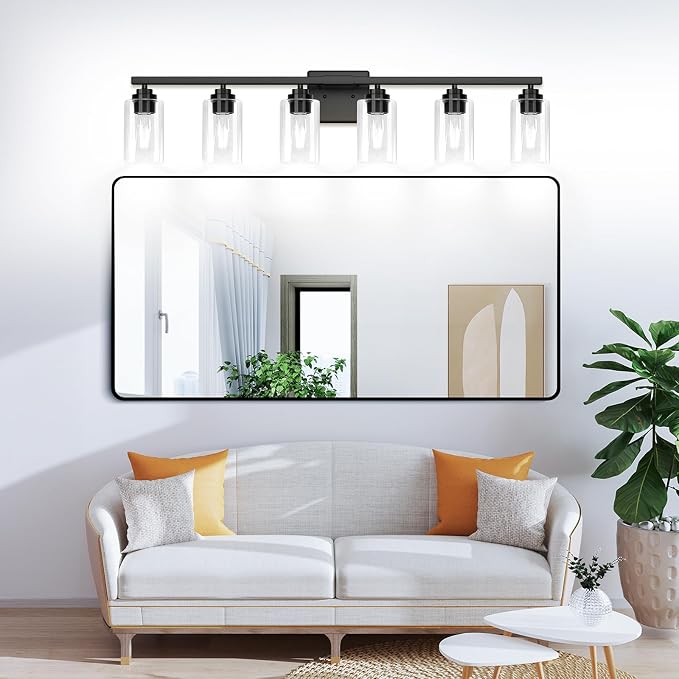 6-Light Bathroom Light Fixtures, Matte Black Light Fixture, Classic Wall Light - Image 9