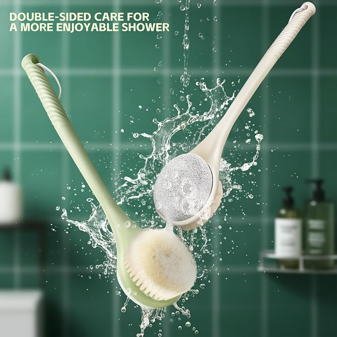 Back Scrubber for Shower, Long Handle Exfoliating Brush, Dual-Sided Bath Brush - Image 2