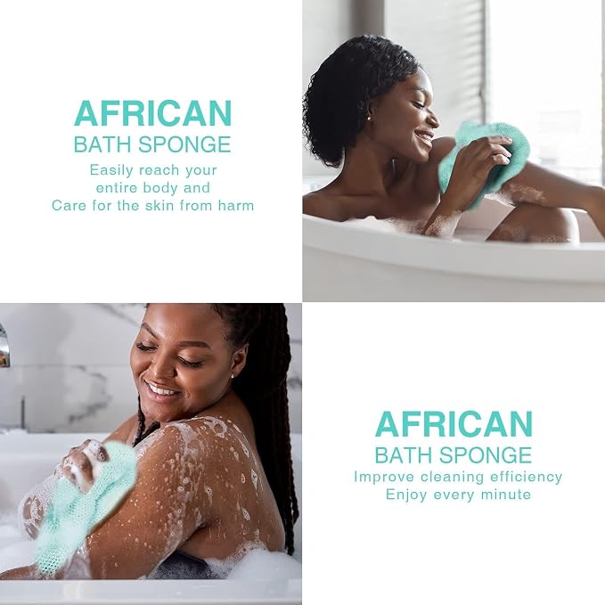 UJFQBH African Bath Sponge African Net Long Net Bath Sponge Exfoliating Shower - Image 5