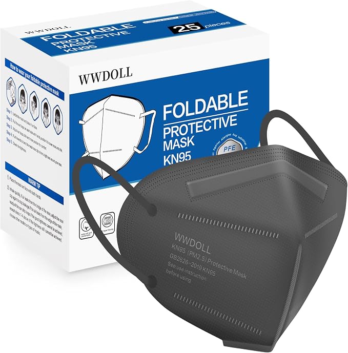 WWDOLL KN95 Face Mask 25 Pack, 5-Layers Breathable Disposable KN95 Masks by WWDOLL