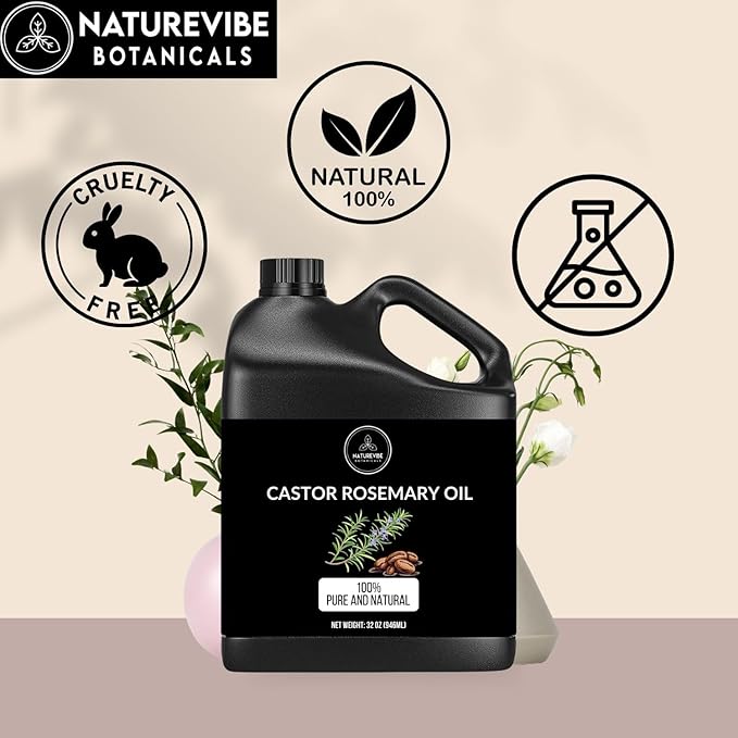 Naturevibe Botanicals Castor Rosemary Oil 32 Ounces | 100% Pure and Natural | - Image 2